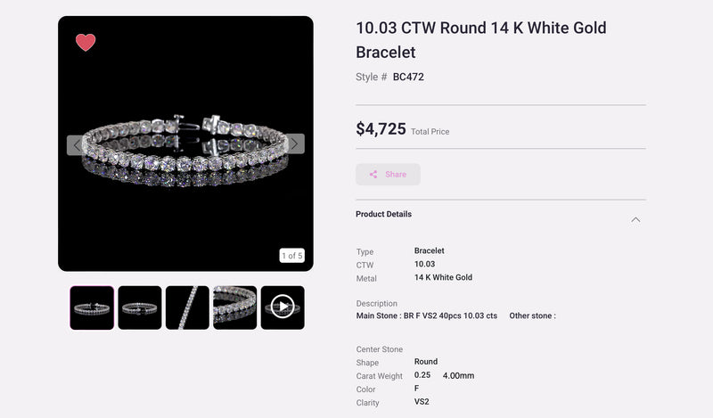 Lab Diamond 4.00mm - 10.03 CTW Round 14K White Gold Bracelet