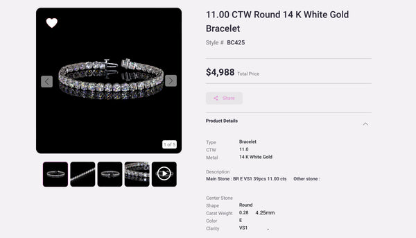 Lab Diamond 4.25mm - 11.00 CTW Round 14K White Gold Bracelet