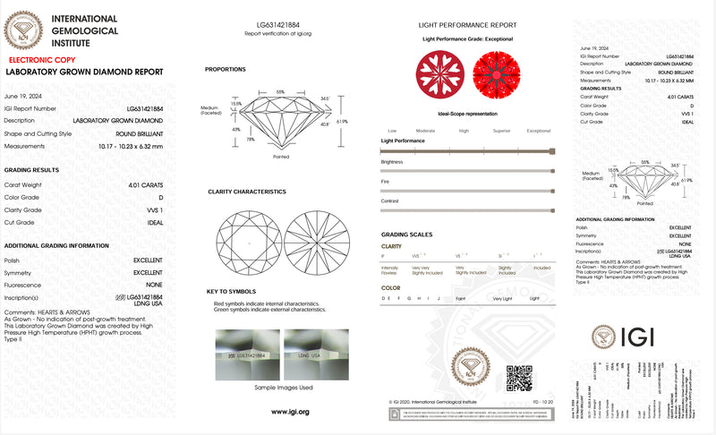 USA IGI Lab-Grown 4.01ct D VVS1