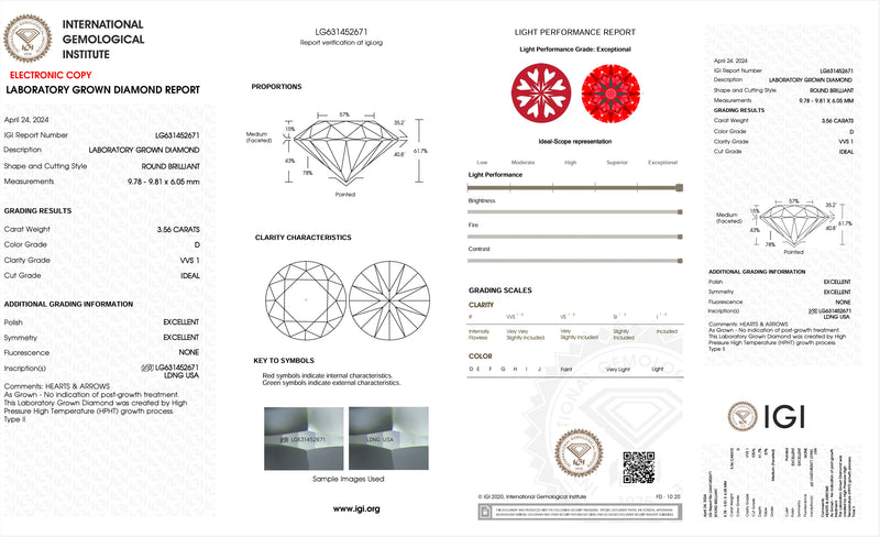 USA IGI Lab-Grown 3.56ct D VVS1