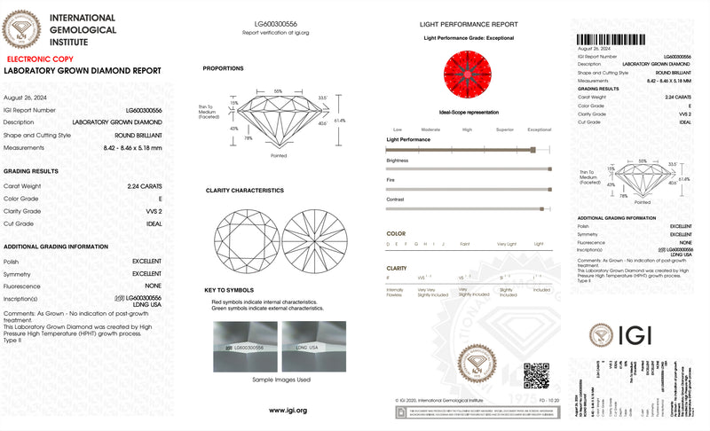 USA IGI Lab-Grown 2.24ct E VVS2