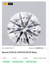 GIA Lab Grown 2.07ct ROUND Diamond