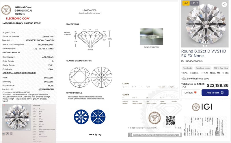 IGI Lab-Grown 6.02ct D VVS1